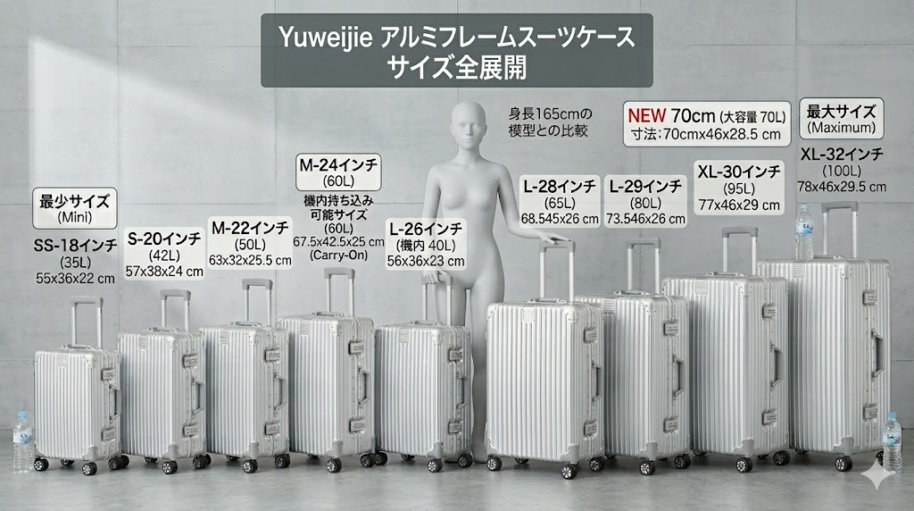 Yuweijieのサイズ展開全体図