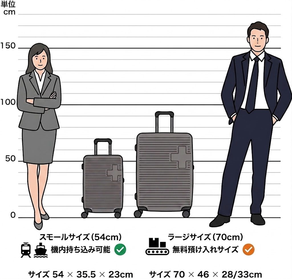 スイスミリタリー コロリスのサイズ比較